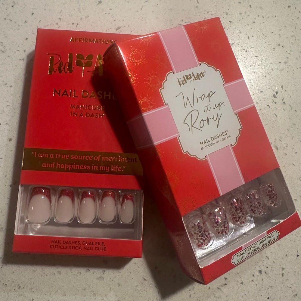 2, NIB short & medium length, varied shape, press on nails by Red Aspen